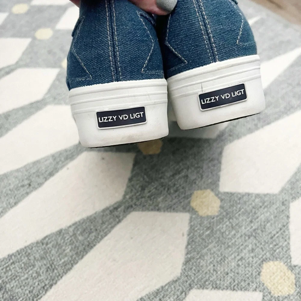SUPERGA x Lizzy Rare Denim Patch Star Platform Sneaker Blue Denim 8